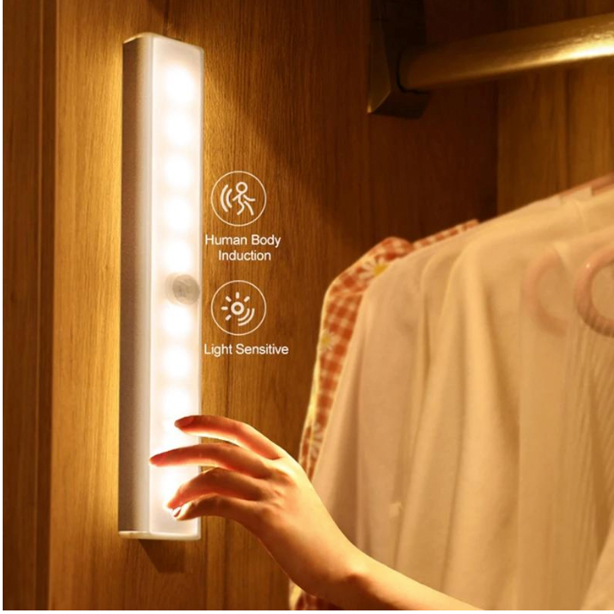 Lampa LED cu Senzor de Miscare, 160 LED-uri, 15.35 inch, Fara Fir, cu Baterie, Alb, Chris Badzi 369