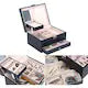Cutie Bijuterii Chris Badzi 369®, Premium, pentru Ceasuri, Bijuterii, Accesorii, 22, 5 x17 x 12 cm, Oglinda si Inchidere cu Cheie, Multiple Compartimente, 2 Niveluri, Culoare Negru