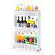 Dulap Mobil Multifunctional cu Roti pentru Bucatarie sau Baie, Chris Badzi®, 3 Niveluri, Asamblare Usoara, Modular, Ideal pentru Spatiile Inguste dintre Dulapuri cu Posibilitate Conectare a 2 Rafturi Unul peste Altul, 72x54x12, 5 cm, Alb