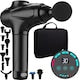Aparat de Masaj tip Pistol Relax-Ameliorarea Durerilor Musculare/Rigiditate/Durere, Chris Badzi 369®, Ecran Tactil, Autonomie 6 Ore, 12 Capete Schimbabile, 30 Niveluri de Intensitate a Masajului, Design Ergonomic, Include Geanta pentru Transport, Negru