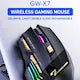 Mouse Gaming, Taste, Wireless 2.4G, Optic Silentios, Design Ergonomic, USB reincarcabil cu baterie litiu de 500mAh, Iluminare RGB, efect LED Breath, pentru Laptop si PC, Negru