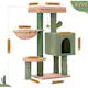 Ansamblu de Joaca Pisici cu Mingiute Suspendata, Apartament Confortabil, Chris Badzi 369®, Diferite Niveluri de Joaca care Satisfac Curiozitatea Pisicii, Stalpi din Fibra Sisal, Structura Atractiva Forma de Cactus cu Hamac, Inaltime 88 cm, Gri