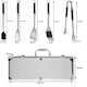 Ustensile pentru Barbecue, Grill, Gratar, 5 Piese Inox Premium - o Furculita, Spatula, Perie si Cleste, precum si o Perie pentru Curatarea Gratarului si Valiza Rezistenta din Aluminiu cu Maner Ergonomic ce Permite Transportul Confortabil