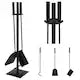 Set Accesorii pentru Semineu, Chris Badzi 369®, 3 Bucati + Suport Metalic, Negru