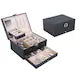 Cutie Bijuterii Chris Badzi 369®, Premium, pentru Ceasuri, Bijuterii, Accesorii, 22, 5 x17 x 12 cm, Oglinda si Inchidere cu Cheie, Multiple Compartimente, 2 Niveluri, Culoare Negru